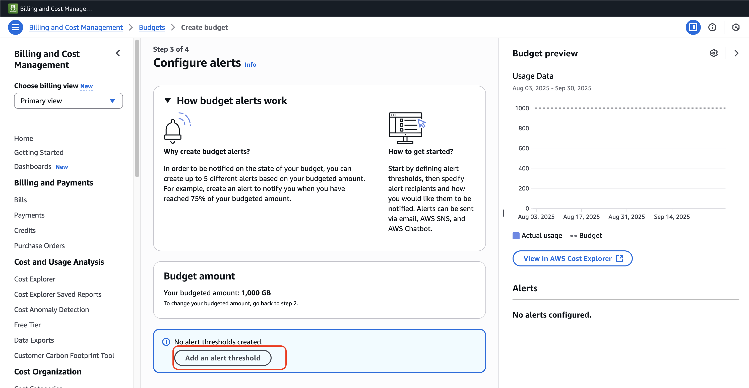 Configure alert