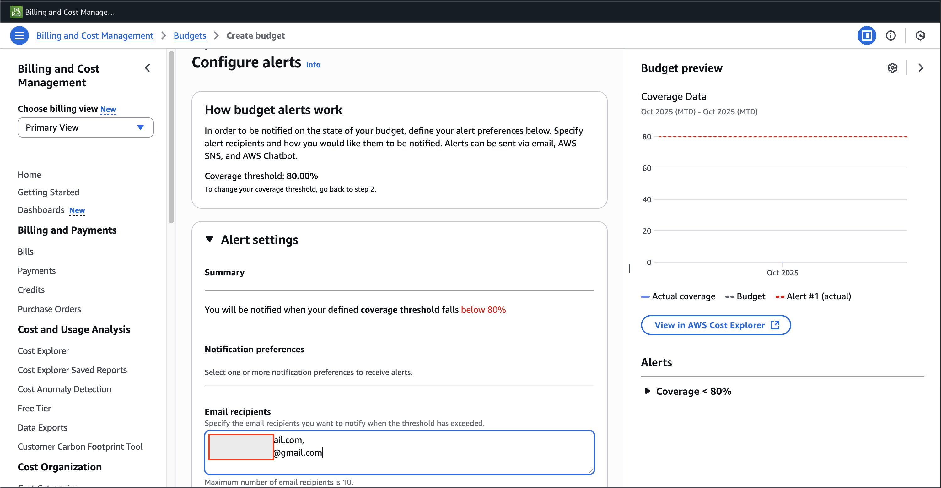 Configure budget